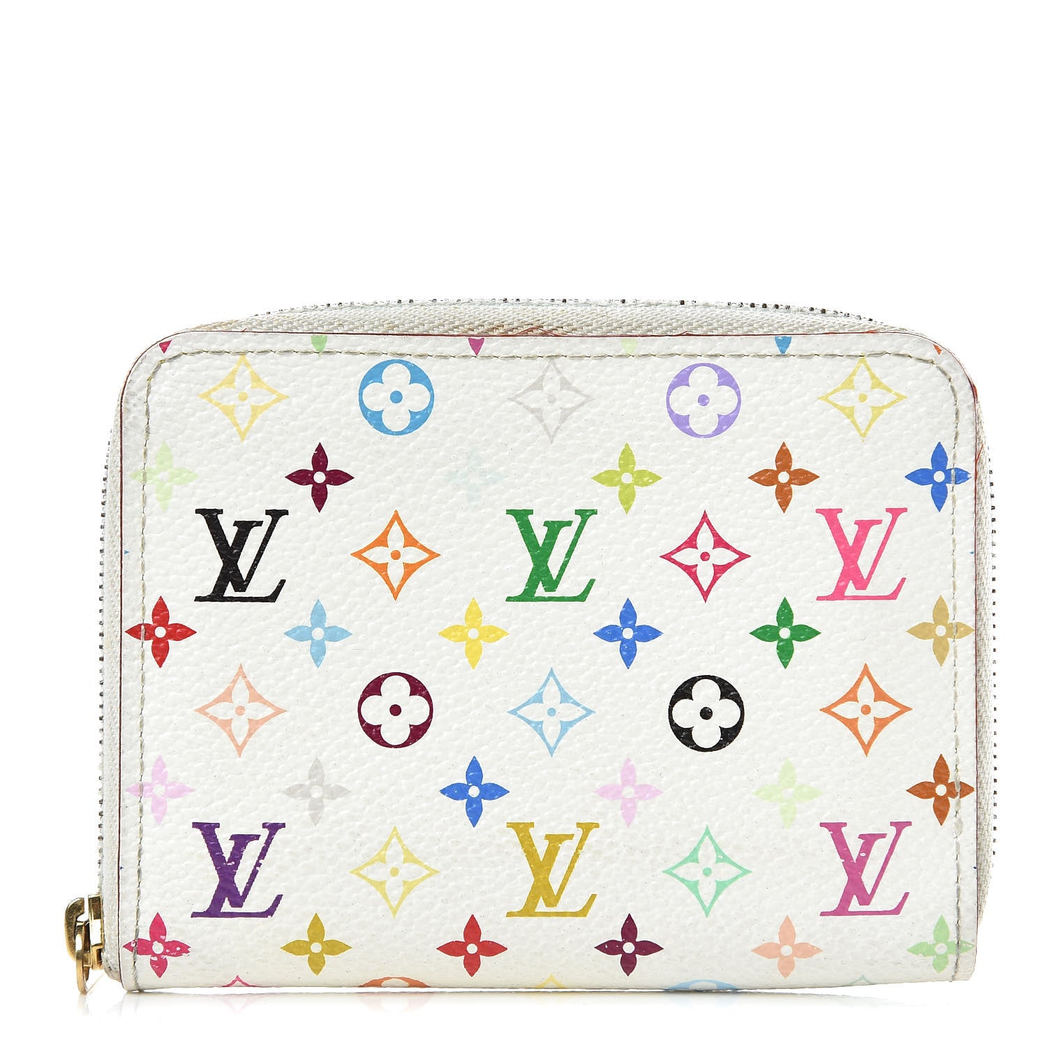 Louis Vuitton Monogram Multicolor Zippy Coin Purse Wallet White Litchi 1 of 9