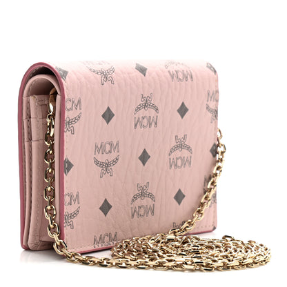 MCM Visetos Original Mini Chain Wallet Light Pink 3 of 11