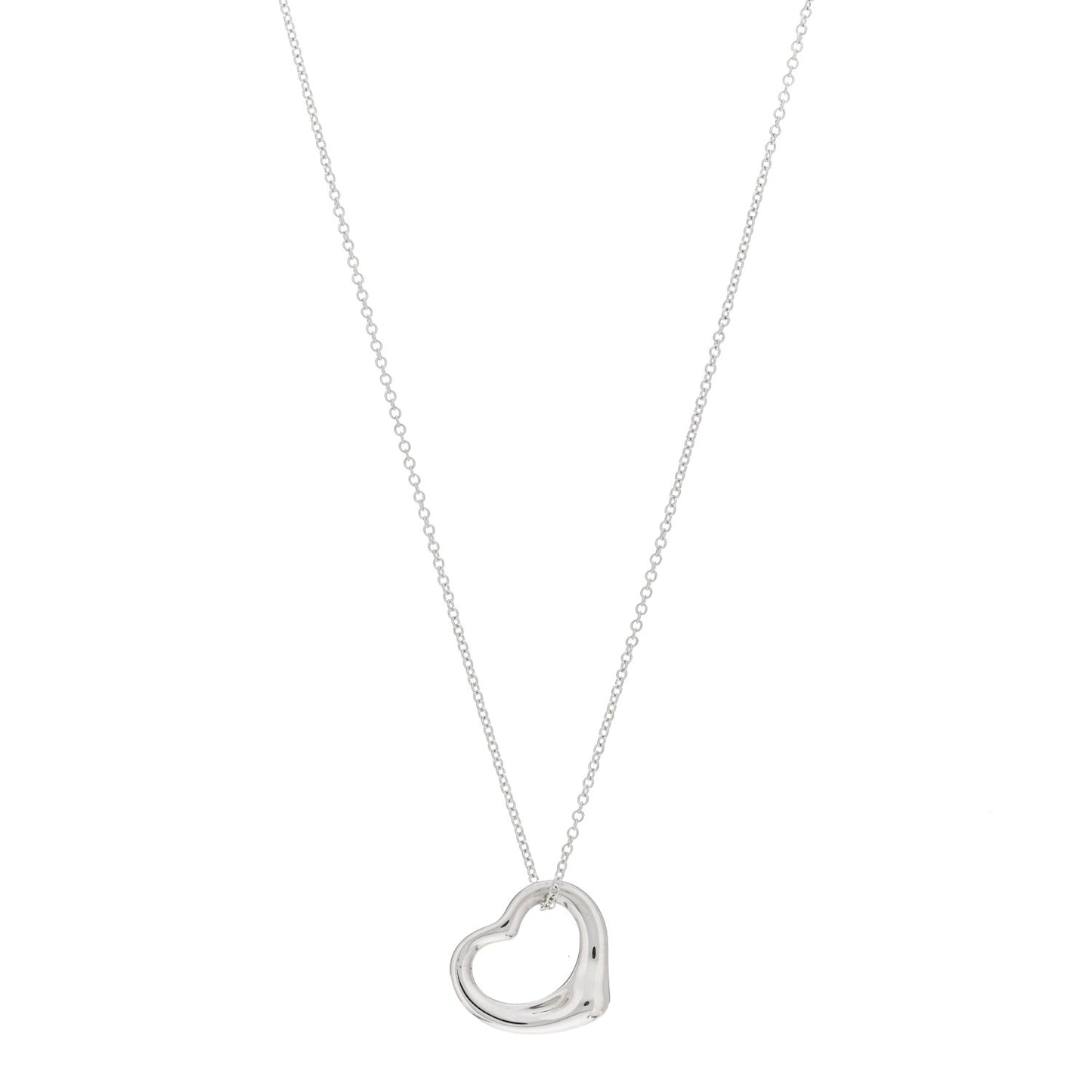 Sterling Silver 16mm Elsa Peretti Open Heart Pendant Necklace