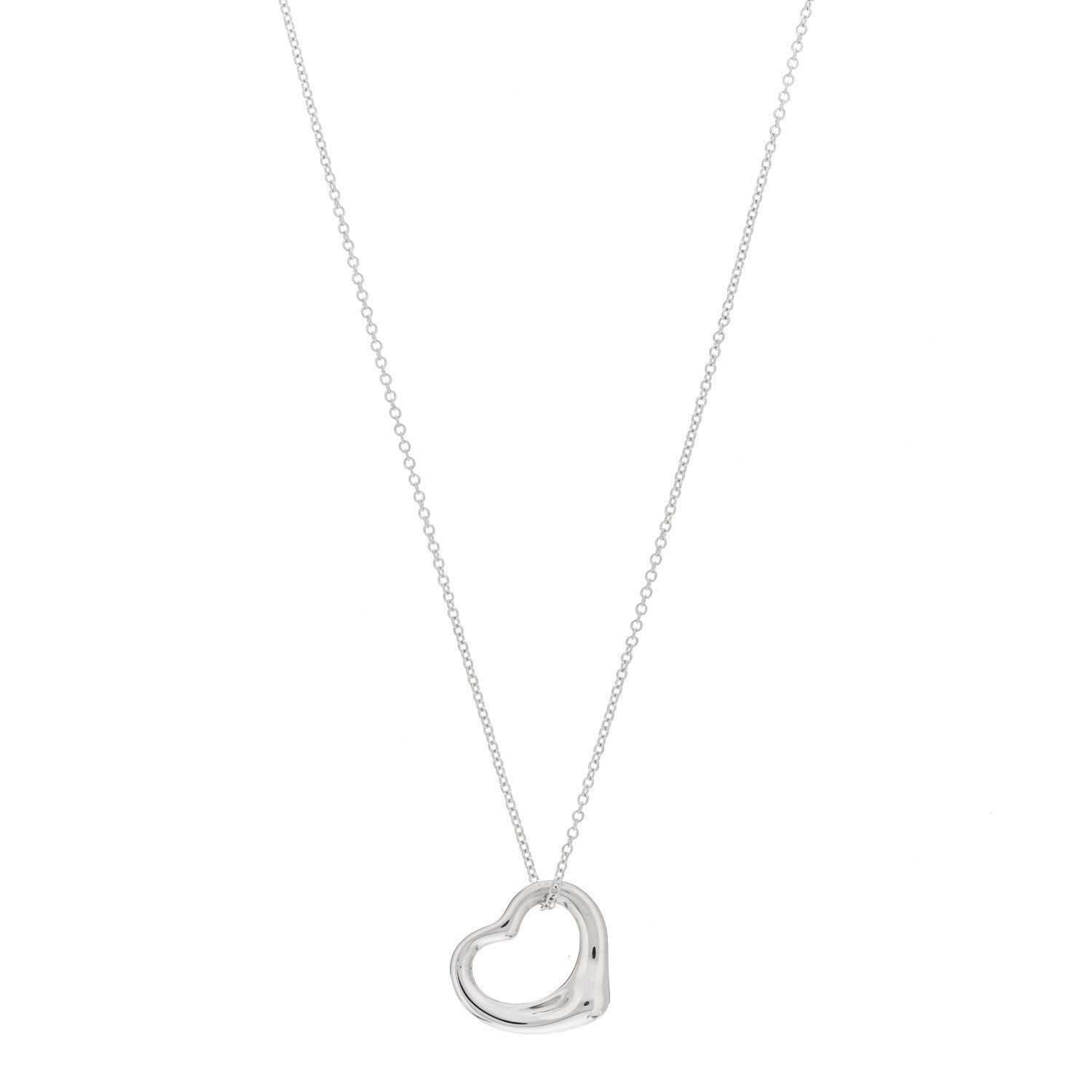 Tiffany Sterling Silver 16mm Elsa Peretti Open Heart Pendant Necklace 1 of 4
