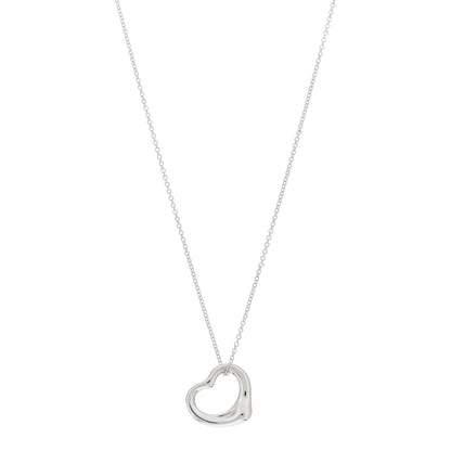 Tiffany Sterling Silver 16mm Elsa Peretti Open Heart Pendant Necklace 1 of 4