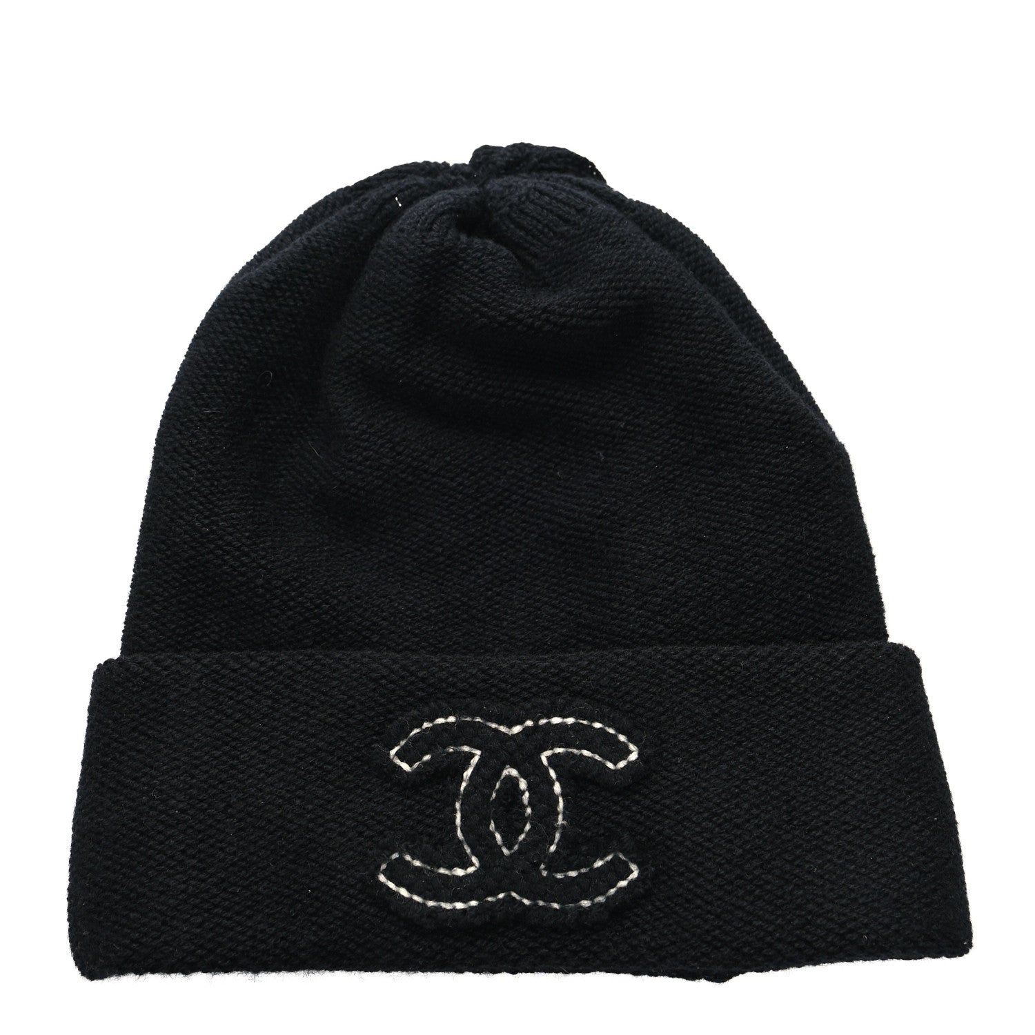 Chanel Cashmere CC Beanie Hat Black 1 of 4
