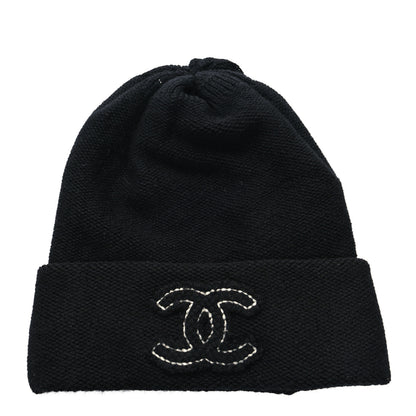 Chanel Cashmere CC Beanie Hat Black 1 of 4