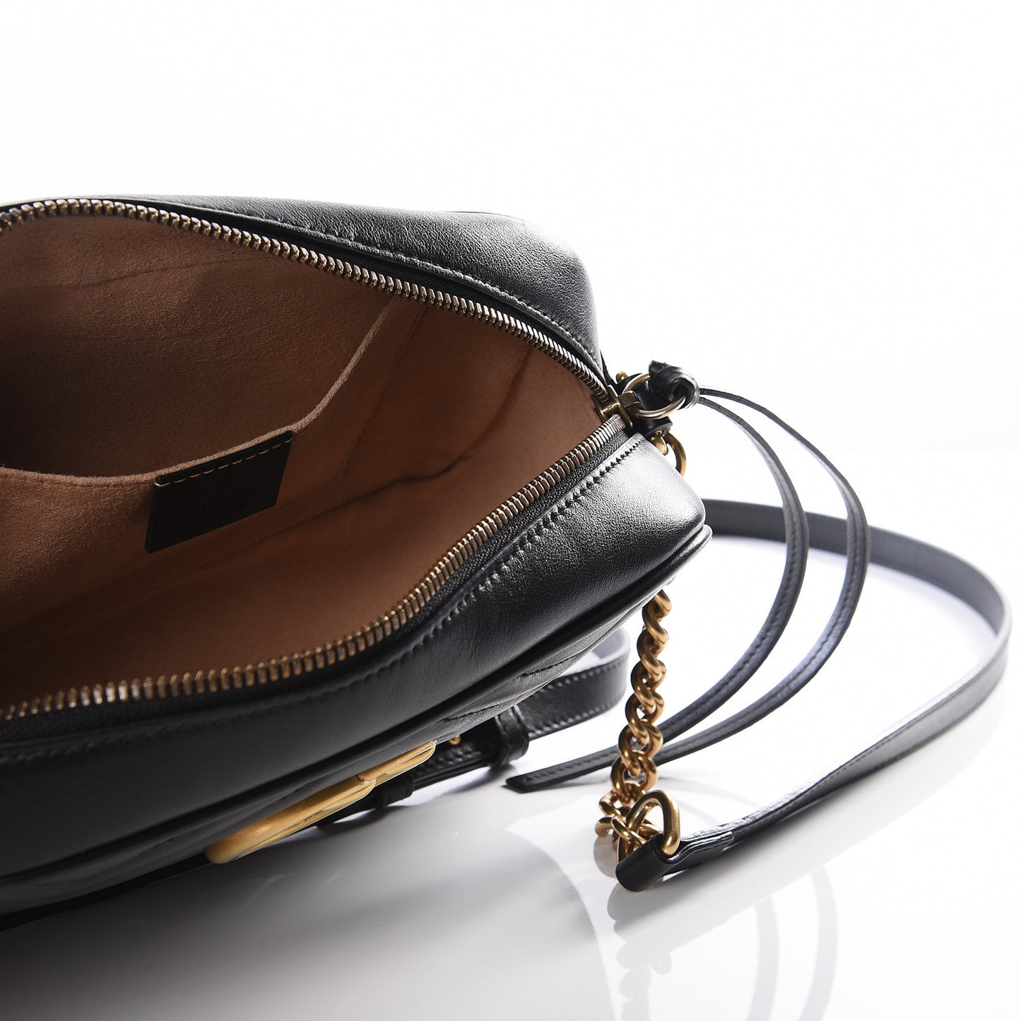 Calfskin Matelasse Small GG Marmont Chain Shoulder Bag Black