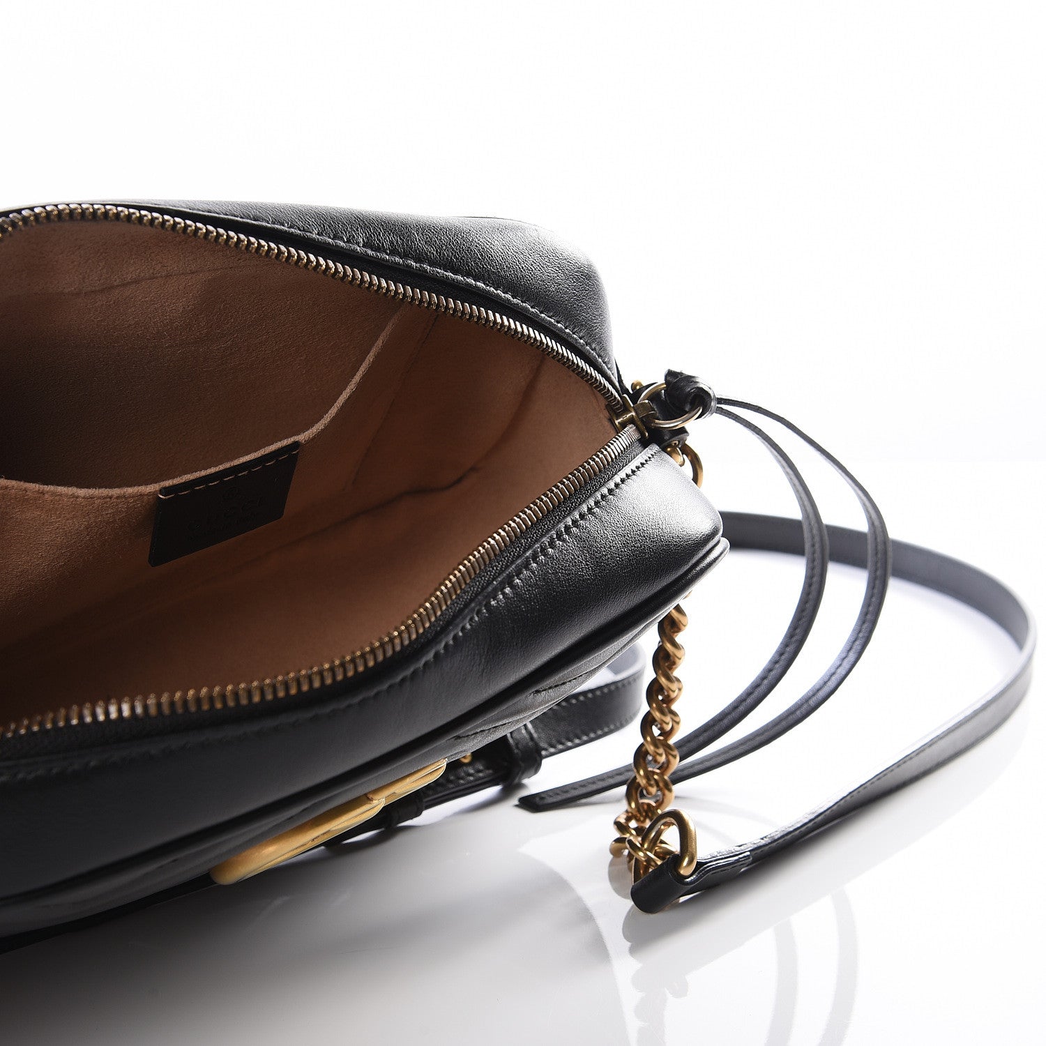 Gucci Calfskin Matelasse Small GG Marmont Chain Shoulder Bag Black 4 of 10