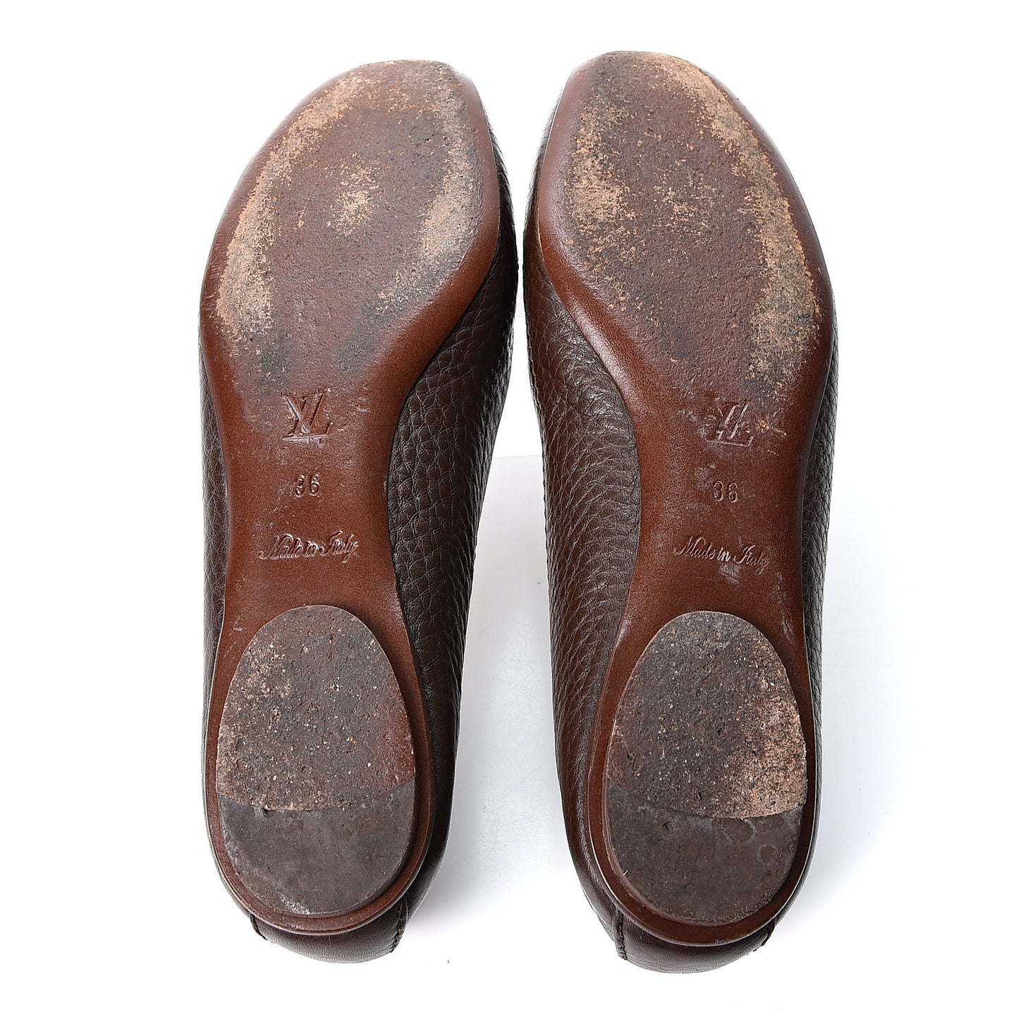 Calfskin Marguerite Ballerina Flats 36 Brown