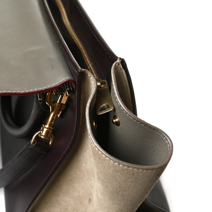 Celine Textured Calfskin Suede Tri-Color Large Trapeze Burgundy 15 of 22