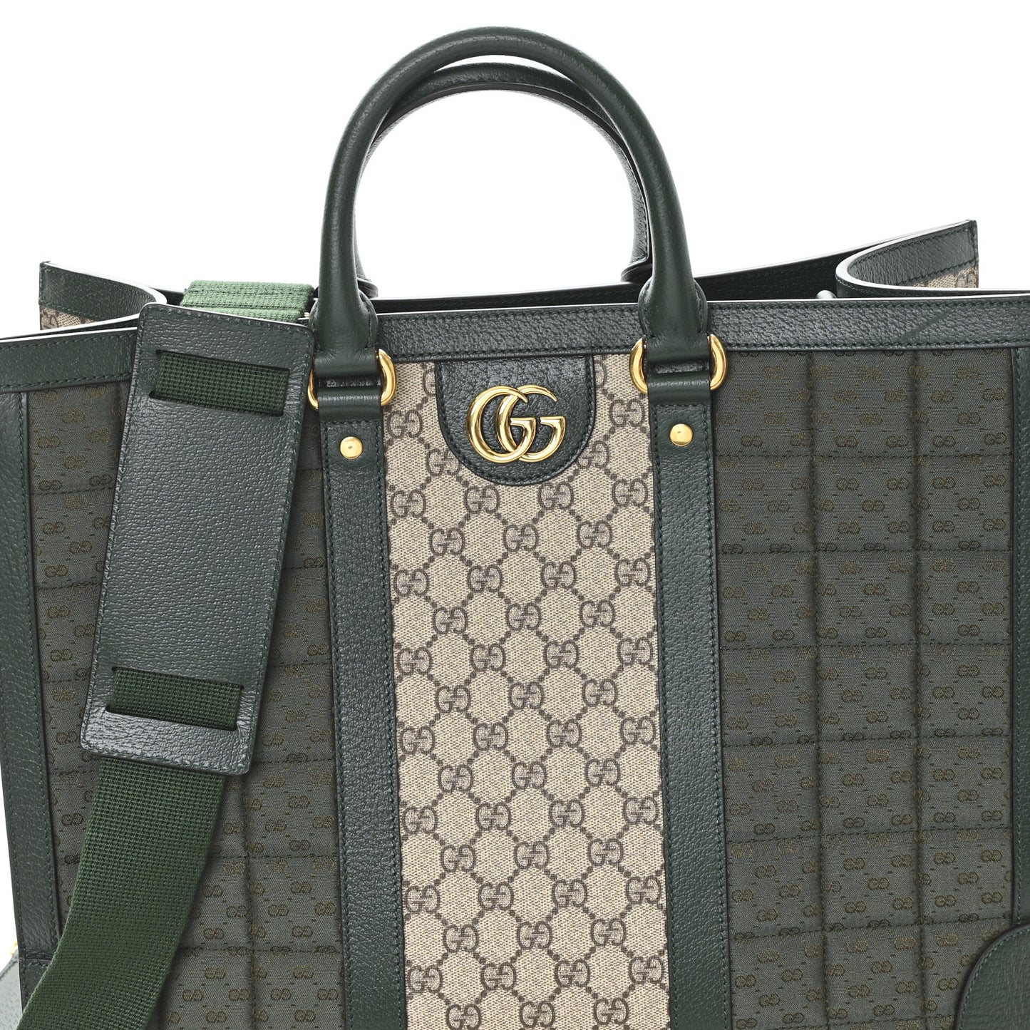 Monogram GG Mignon Textured Dollar Calfskin GG Supreme Monogram Quilted Mini GG Large Tote Bag Green Beige Ebony
