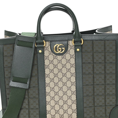 Gucci Monogram GG Mignon Textured Dollar Calfskin GG Supreme Monogram Quilted Mini GG Large Tote Bag Green Beige Ebony 7 of 9