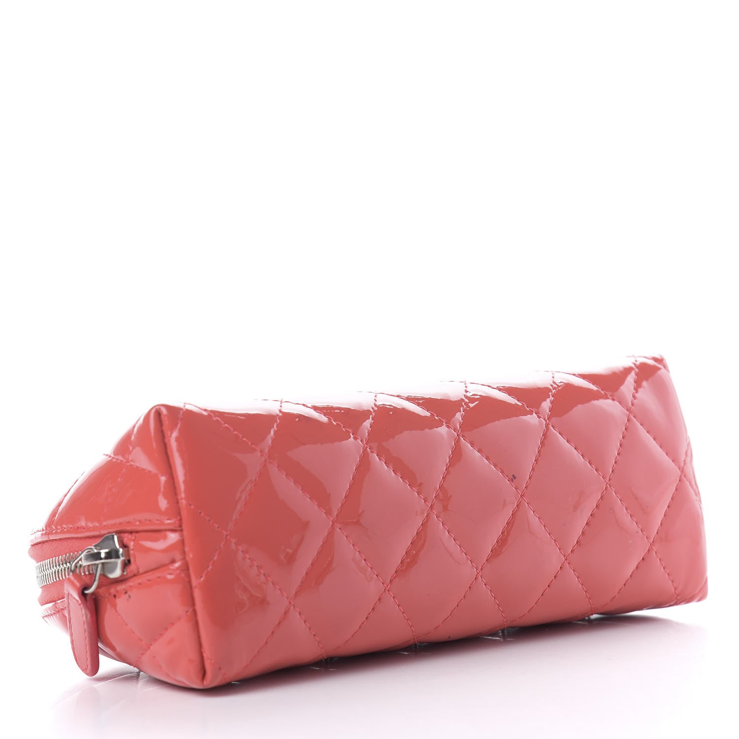 Chanel Patent Quilted Cosmetic Case Coral 4 of 10