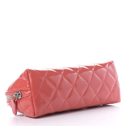 Chanel Patent Quilted Cosmetic Case Coral 4 of 10