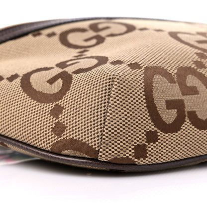 Gucci Monogram Jumbo GG Textured Dollar Calfskin Web Belt Bag Camel Ebony New Acero 8 of 9