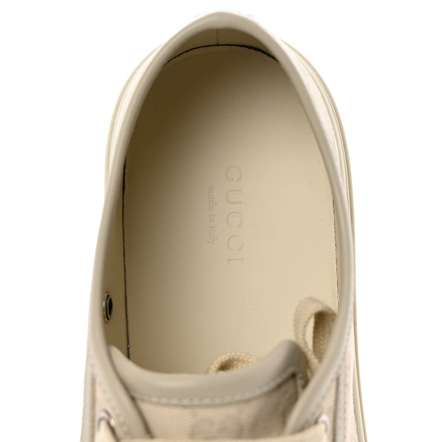 Gucci Washed Cotton GG Monogram Calfskin Womens Low Top Sneakers 40 White Mystic White Great White 9 of 18