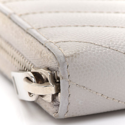 Saint Laurent Grain De Poudre Matelasse Chevron Monogram Zip Around Wallet Granite 7 of 10