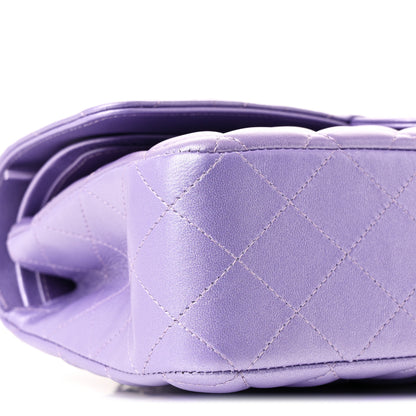Chanel Metallic Lambskin Quilted Medium Double Flap Purple 9 of 11