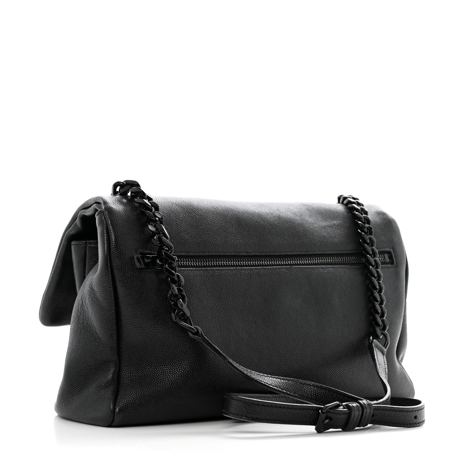 Saint Laurent Grain De Poudre Medium West Hollywood Monogram Fold-Over Black 3 of 14