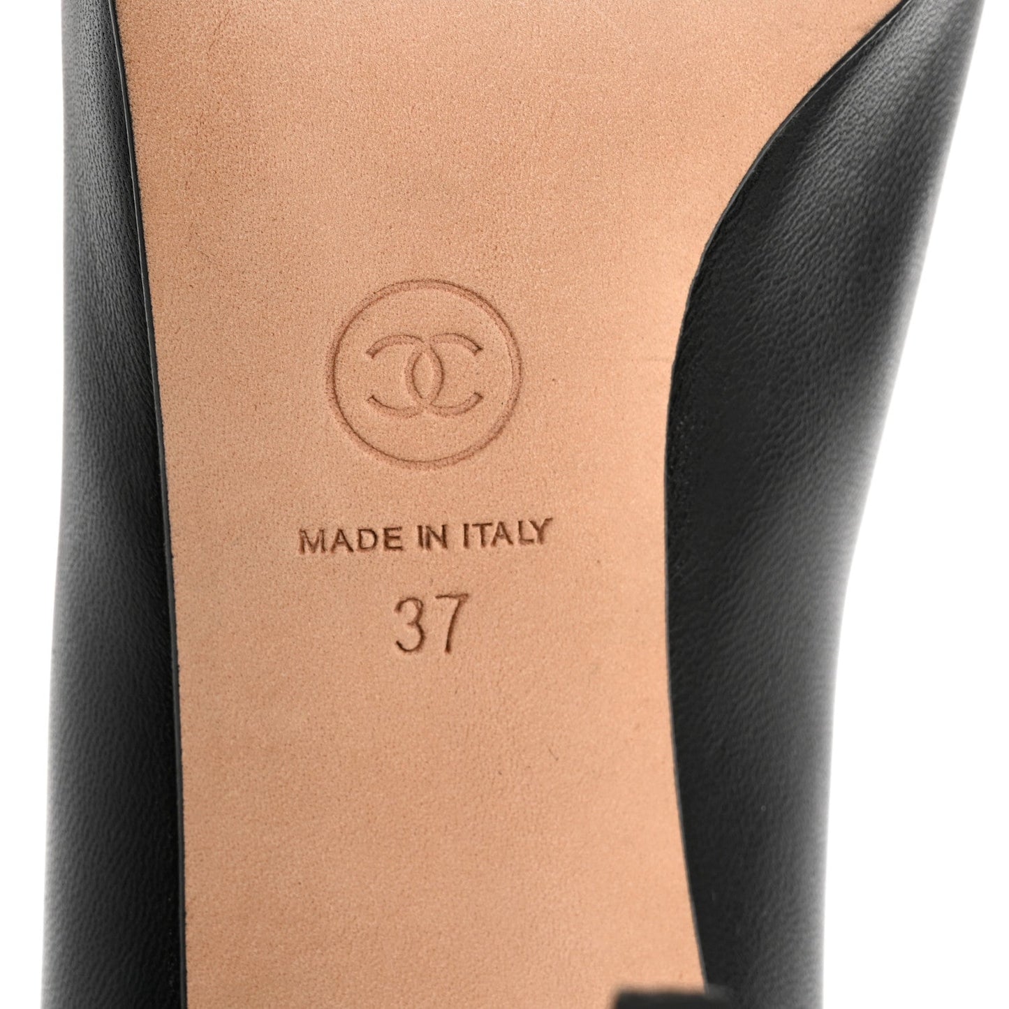 Lambskin Patent Calfskin Cap Toe CC Pumps 37 Black