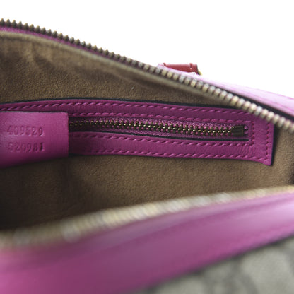 Gucci GG Supreme Monogram Moon Calfskin Small Boston Beige Ebony Hibiscus Red New Rosette 9 of 10