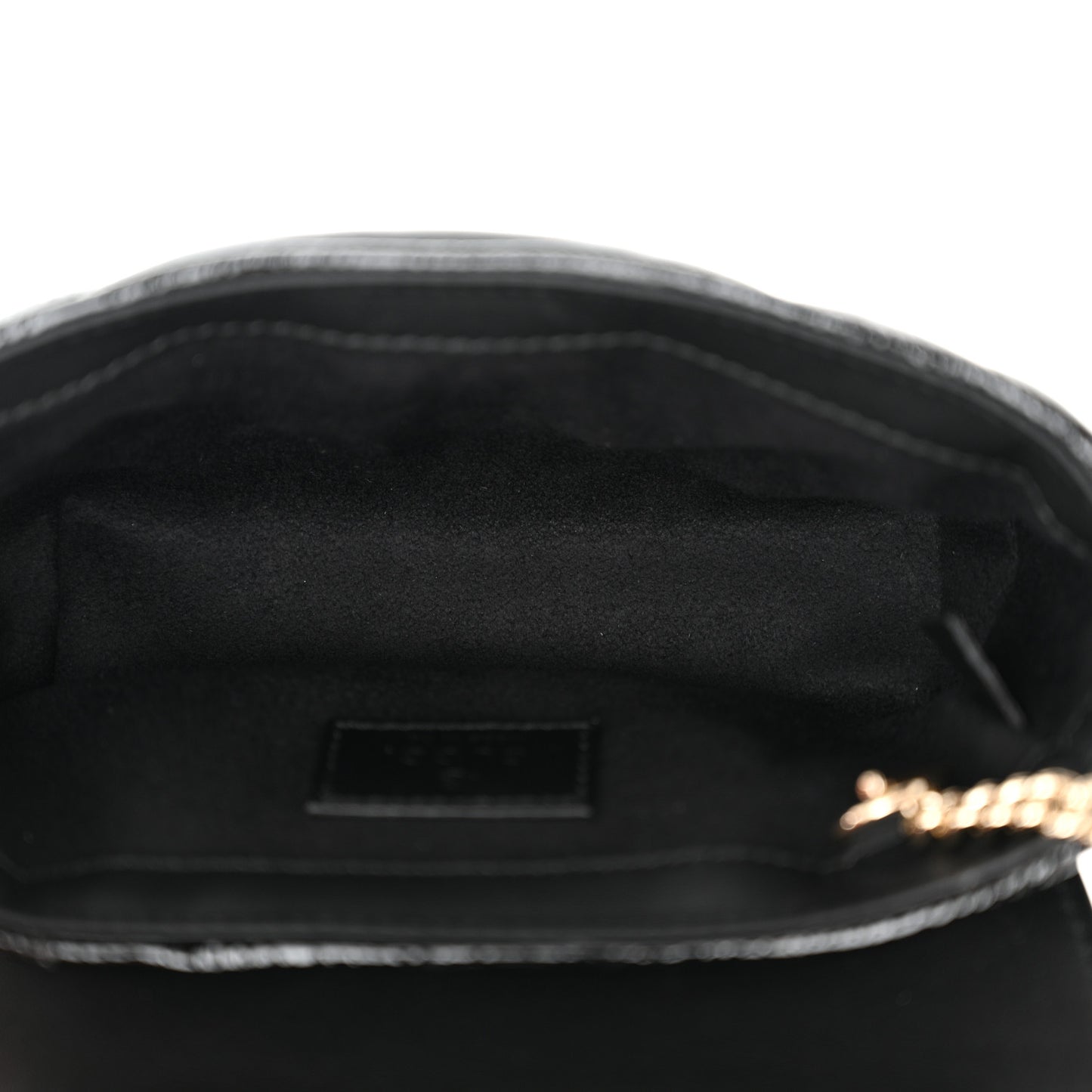 Patent Lambskin Matelasse Super Mini GG Marmont Shoulder Bag Black