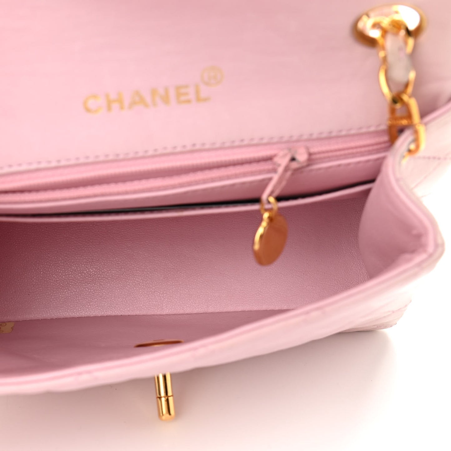 Lambskin Quilted Mini Square Flap Bag Light Pink