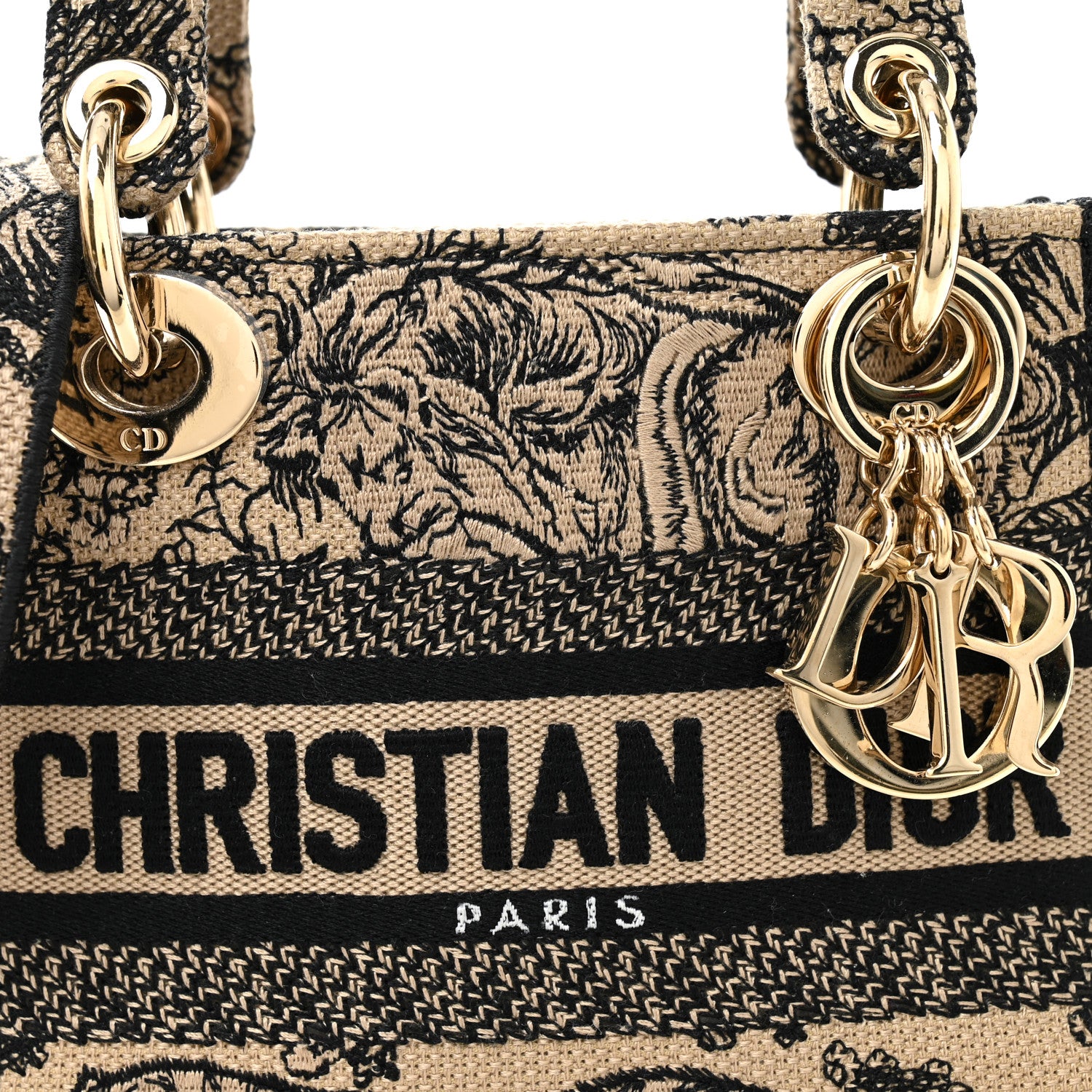 Christian Dior Canvas Toile De Jouy Embroidered Mini Lady D-Lite
