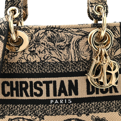 Christian Dior Canvas Toile De Jouy Embroidered Mini Lady D-Lite Brown Multicolor 8 of 11