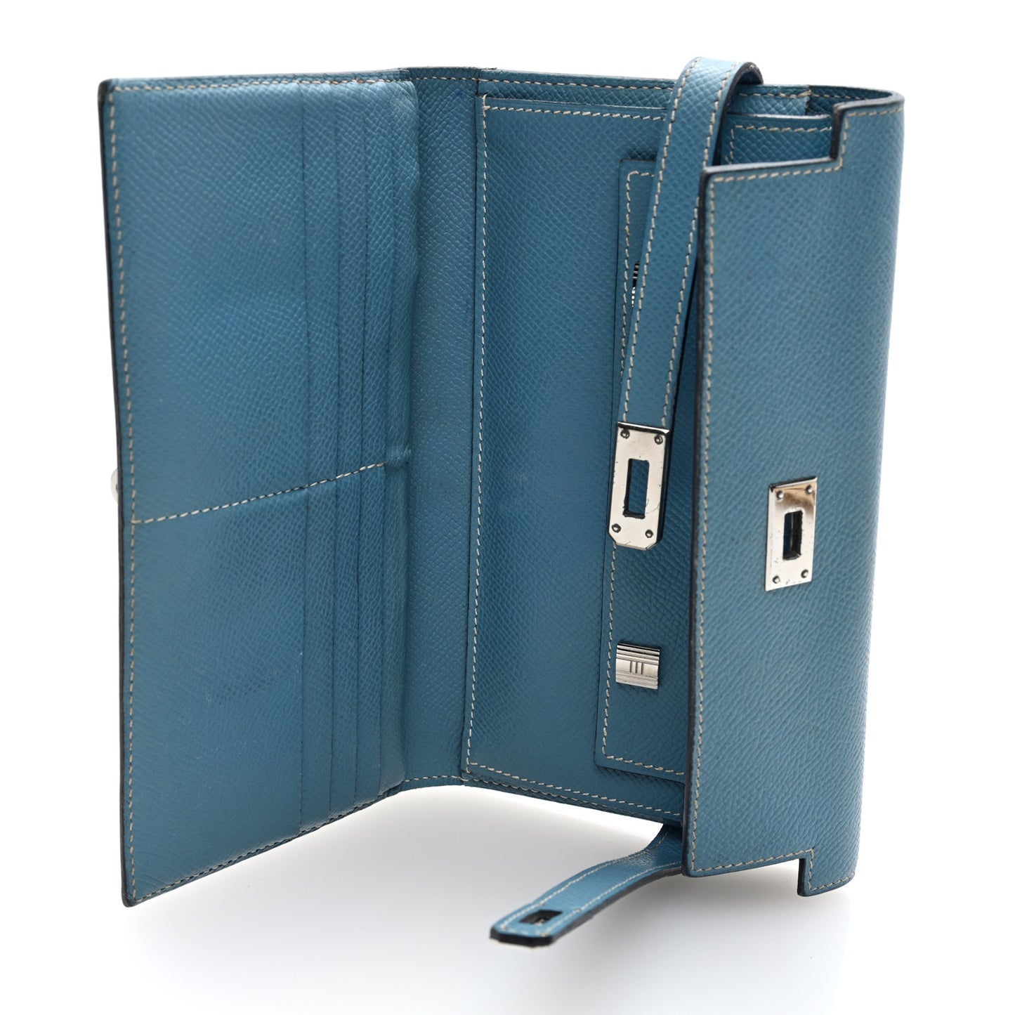 Epsom Kelly Tri-Fold Wallet Blue Jean