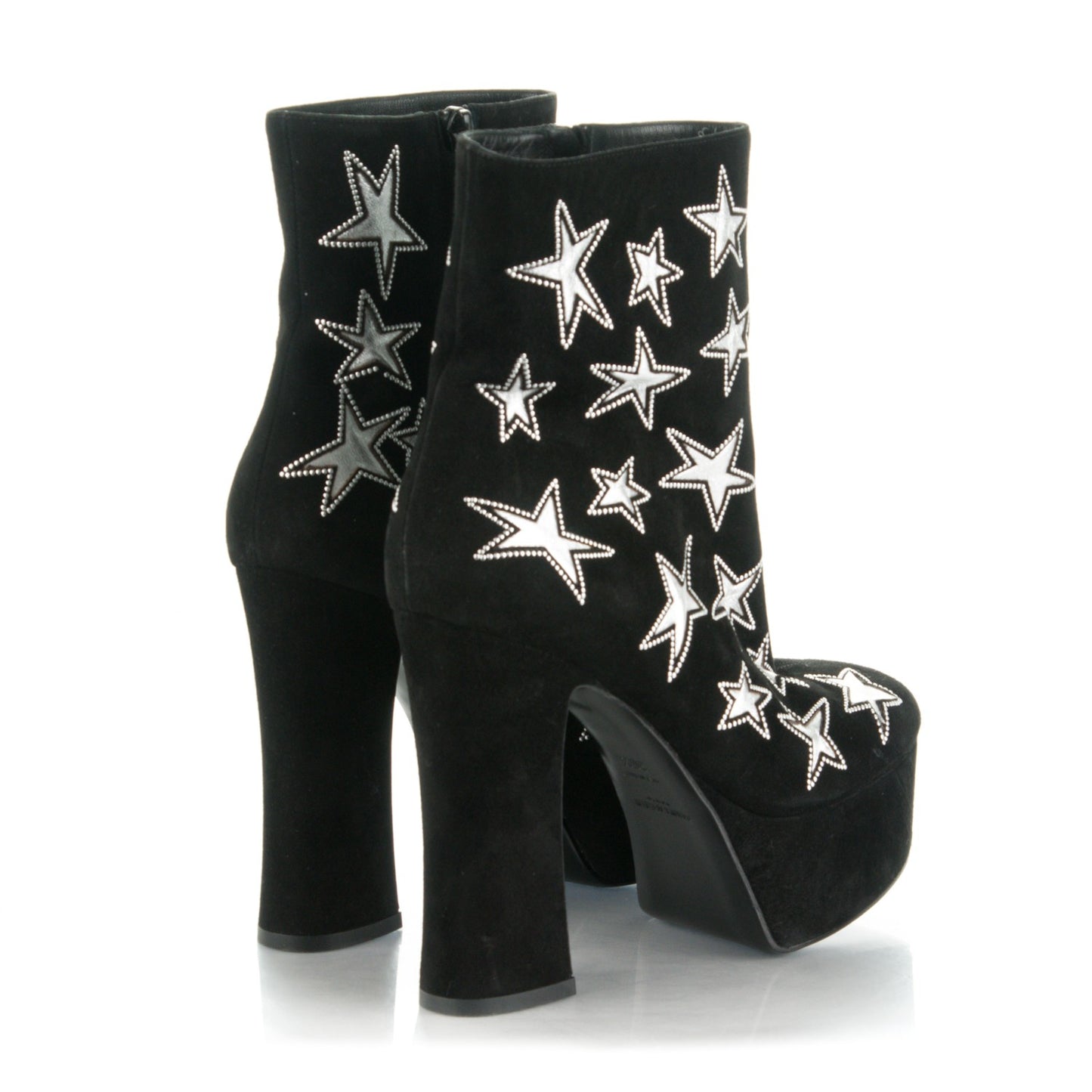 Kid Scamosciato Lambskin Candy Star Studded Platform Boots 36.5 Black
