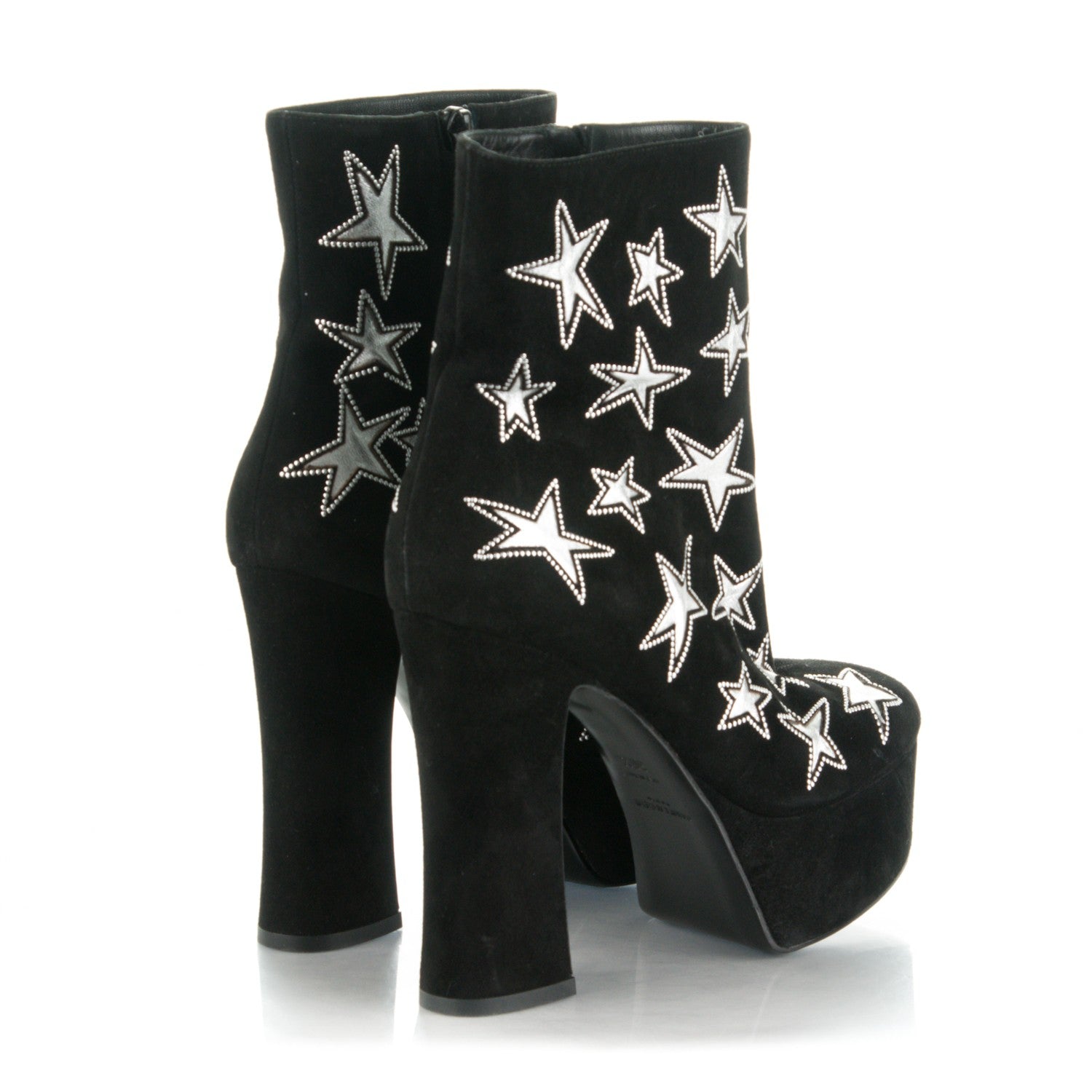 Saint Laurent Kid Scamosciato Lambskin Candy Star Studded Platform Boots 36.5 Black 4 of 10