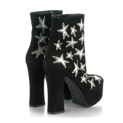 Saint Laurent Kid Scamosciato Lambskin Candy Star Studded Platform Boots 36.5 Black 4 of 10