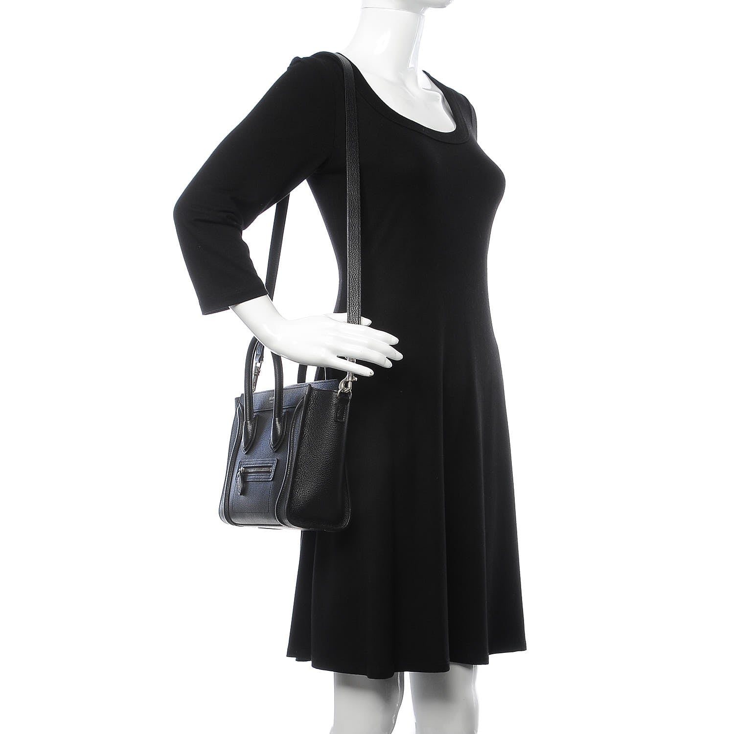 Celine Drummed Calfskin Nano Luggage Black 2 of 6