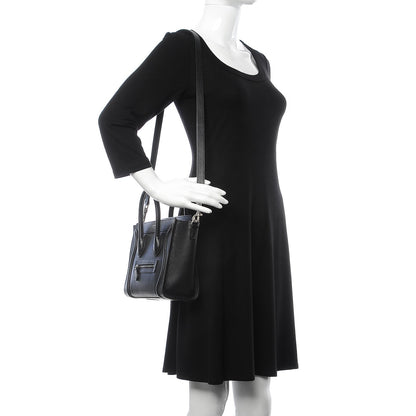 Celine Drummed Calfskin Nano Luggage Black 2 of 6
