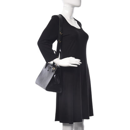 Prada Saffiano Cuir Calfskin Small Monochrome Top Handle Tote Black 2 of 11