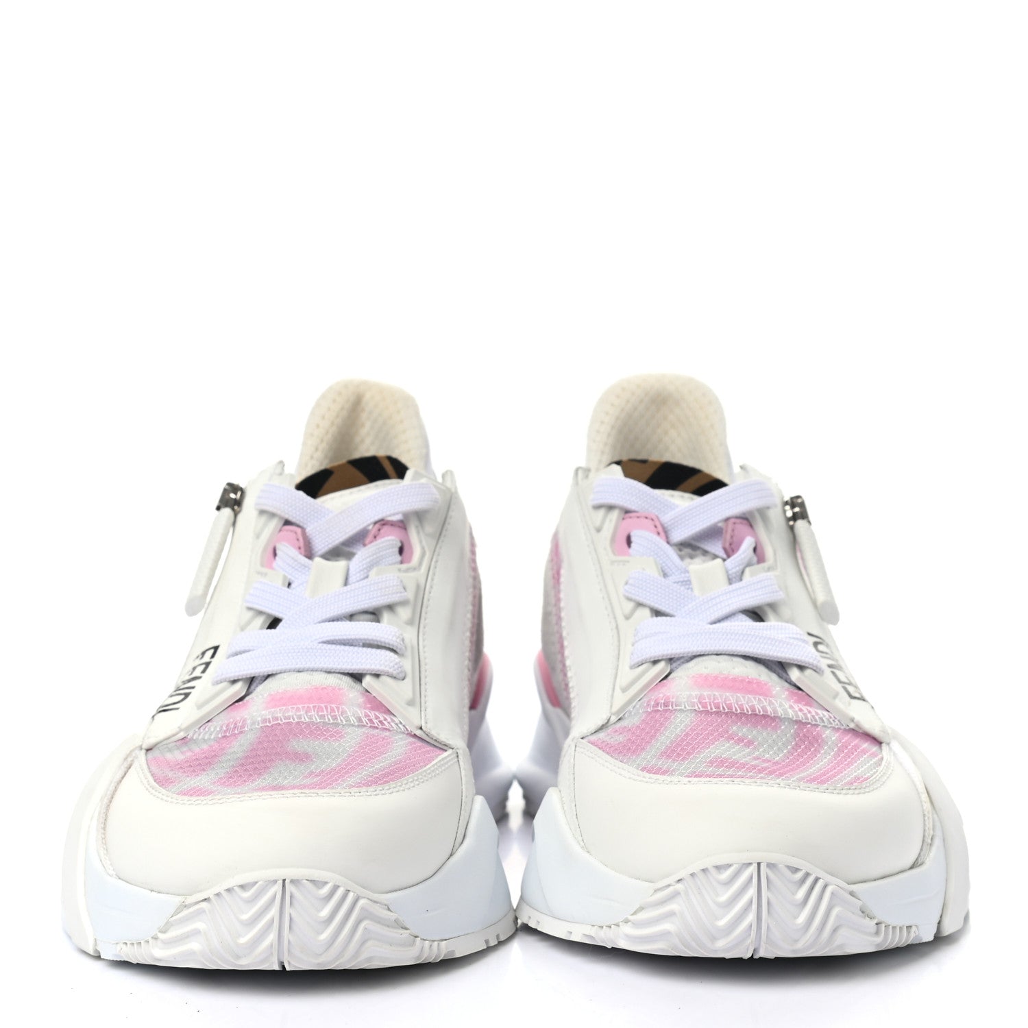 Fendi X SARAH COLEMAN Nylon Suede Lycra FF Vertigo Fendi Flow Low Top Sneakers 35.5 Transparent Rosa White 2 of 11