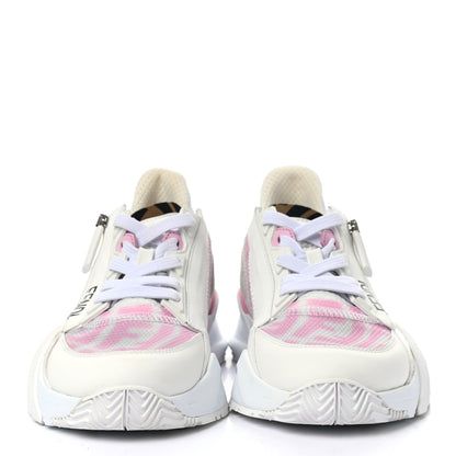 Fendi X SARAH COLEMAN Nylon Suede Lycra FF Vertigo Fendi Flow Low Top Sneakers 35.5 Transparent Rosa White 2 of 11