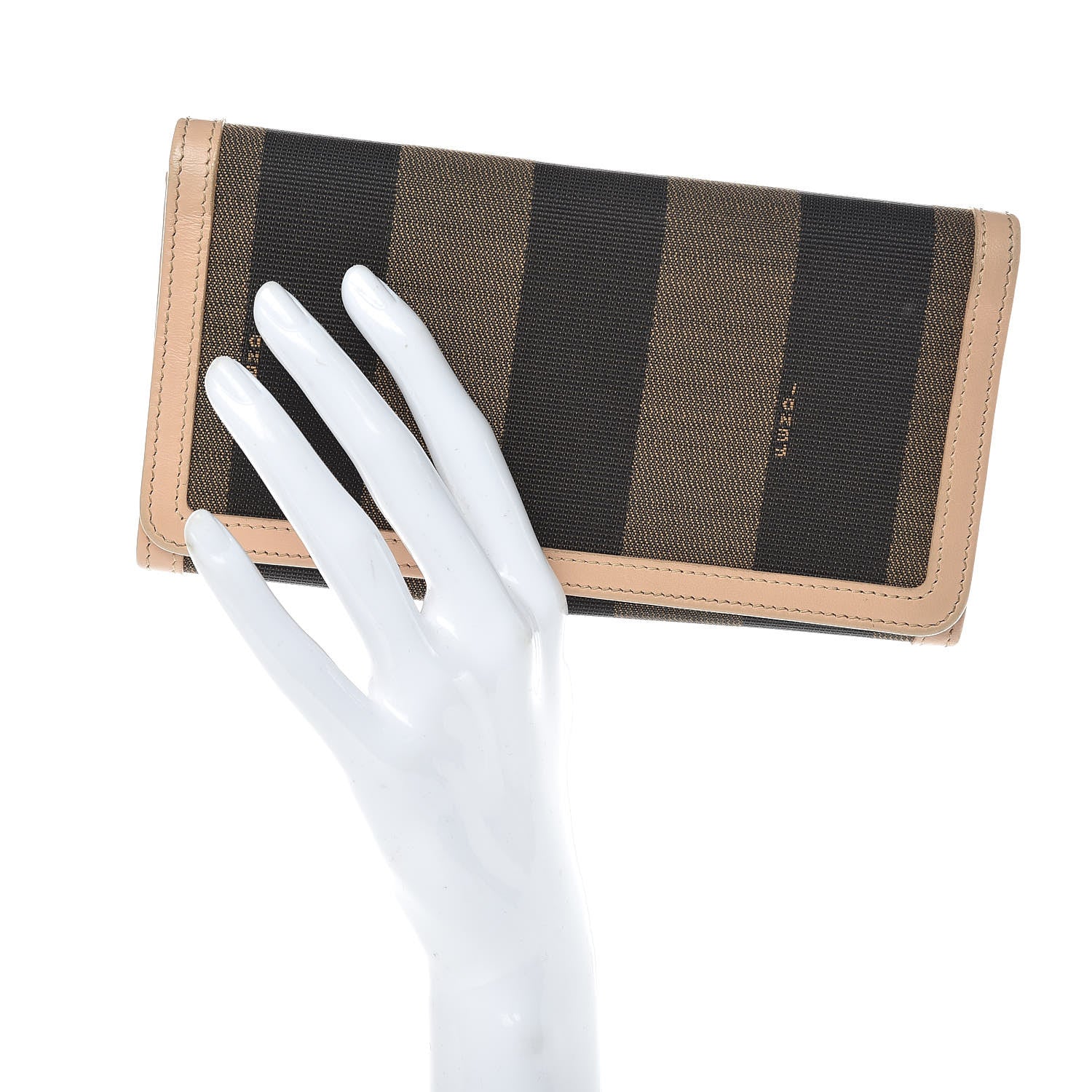 Fendi Pequin Continental Wallet Tobacco Beige 2 of 9