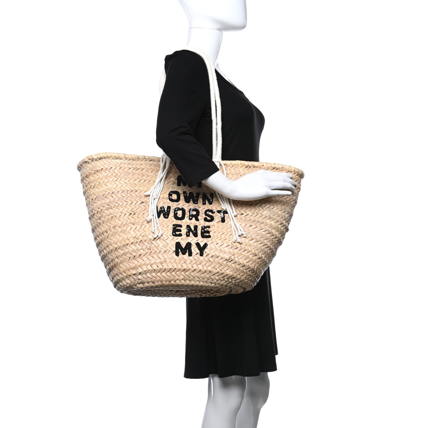 X DAVID KRAMER Raffia Calfskin Panier Bag White