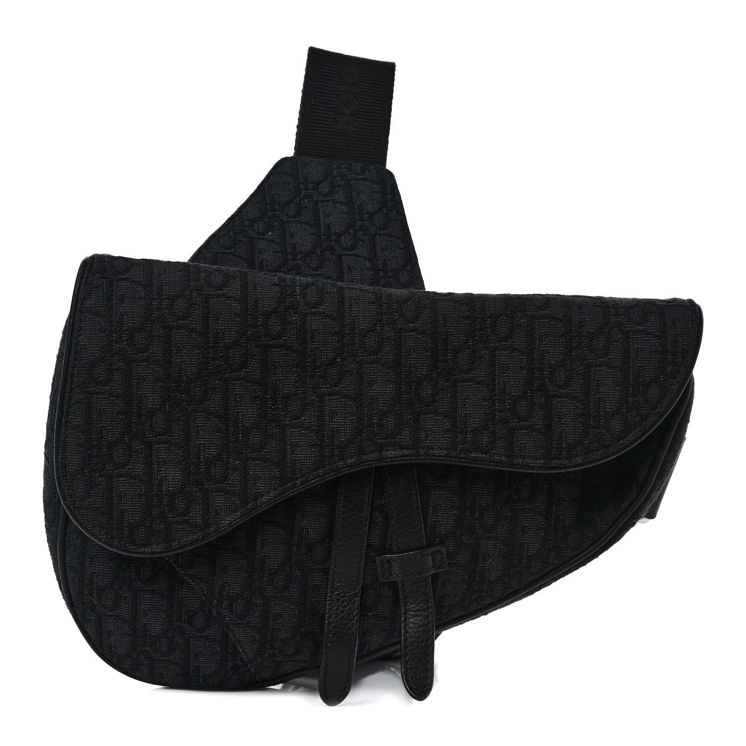 Christian Dior Oblique Mens Saddle Bag Black Blue 1 of 9