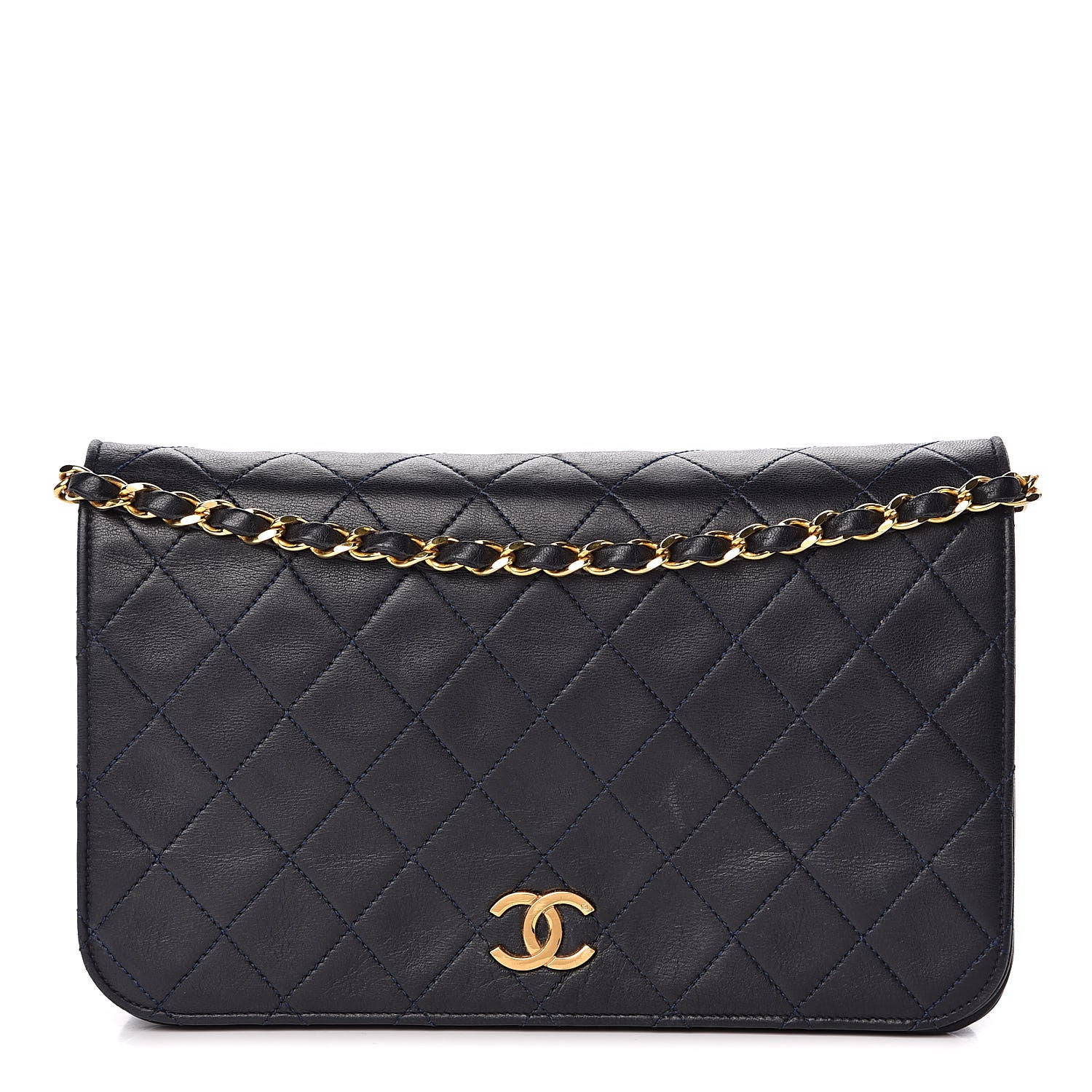 Chanel Lambskin Quilted Small Single Flap Navy 1 of 12