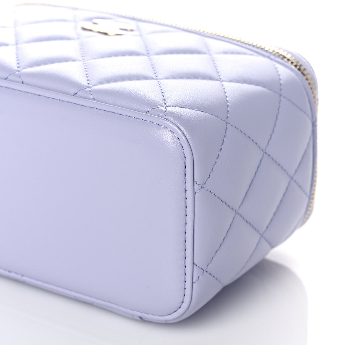 Lambskin Quilted Small Top Handle Vanity Case With Chain Light Purple
