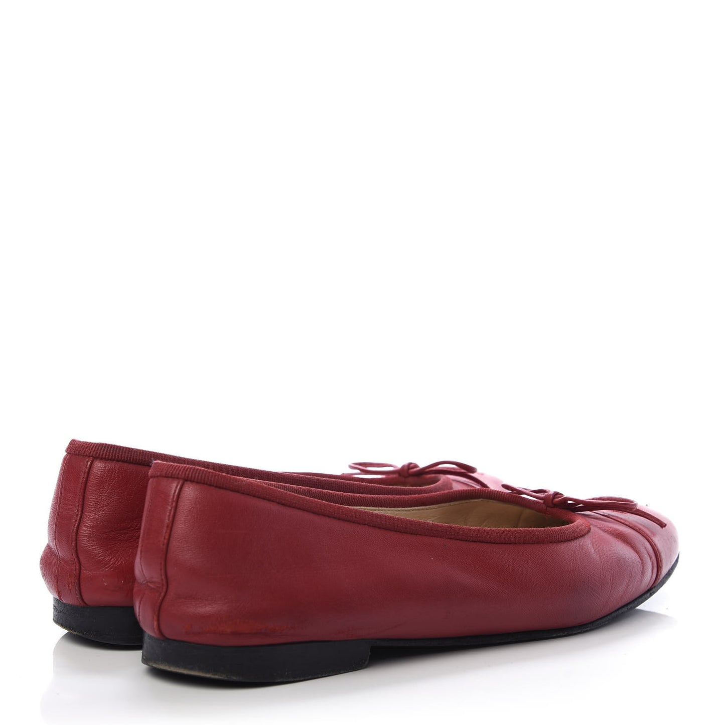 Lambskin Cap Toe Ballerina Flats 37 Red