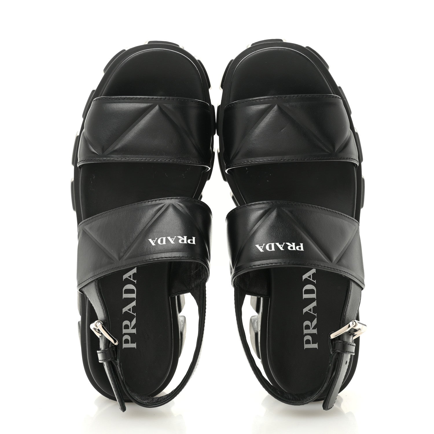 Prada Nappa Soft Logo Padded Monolith 55mm Sandals 37.5 Black 2 of 11