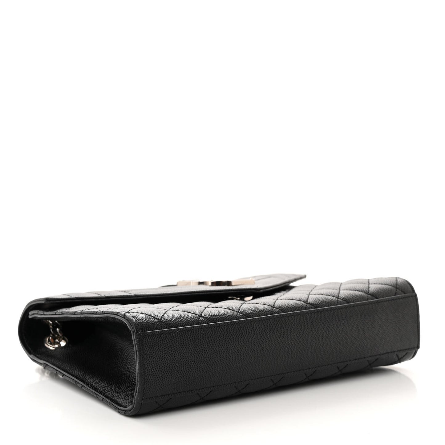Grain De Poudre Textured Mixed Matelasse Triquilt Medium Monogram Satchel Black