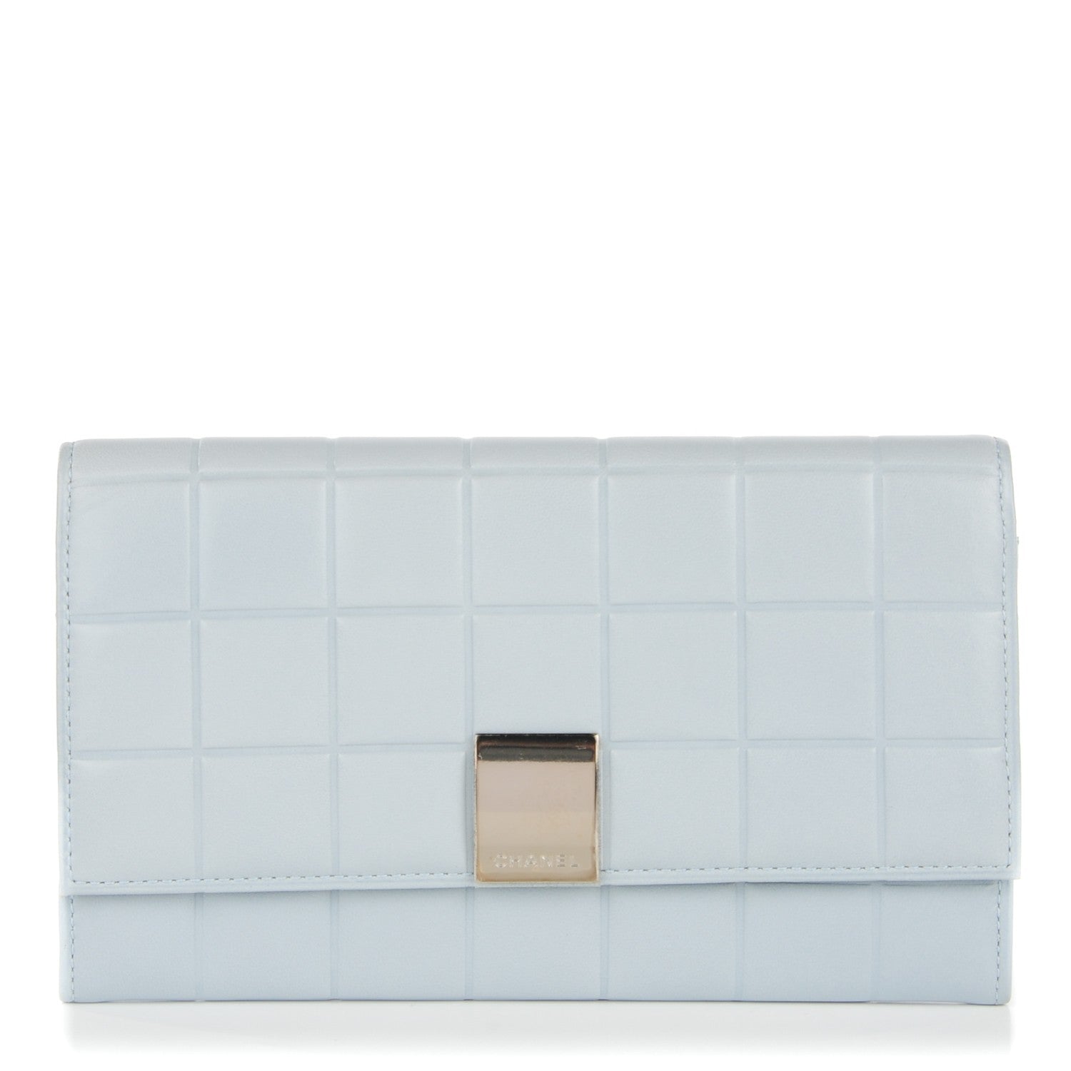 Chanel Lambskin Chocolate Bar Quilted Long Wallet Light Blue 1 of 8