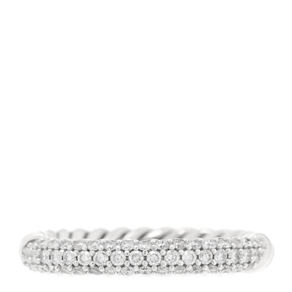 David Yurman Sterling Silver Diamond Petite Pave Band Ring 52 6 1 of 5