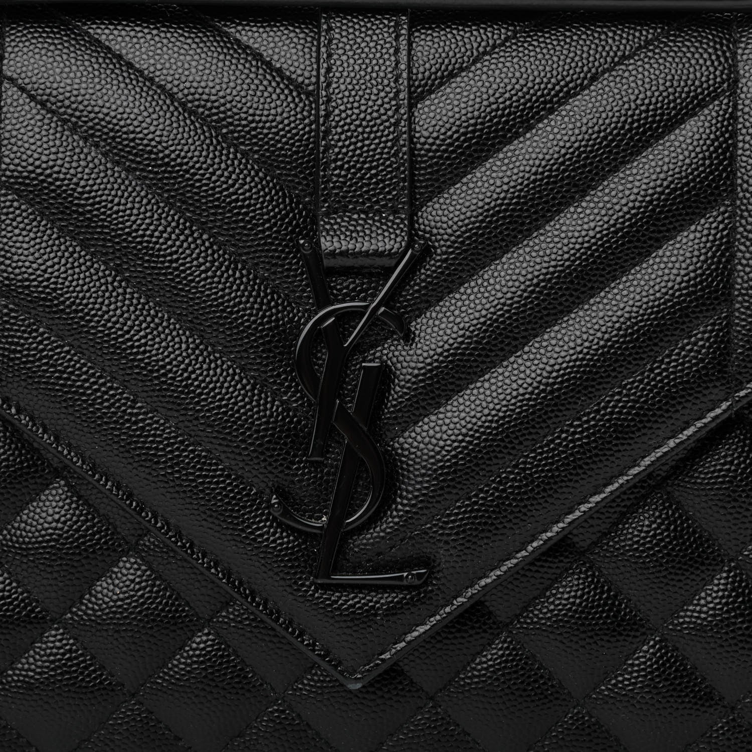 Saint Laurent Grain De Poudre Textured Mixed Matelasse Triquilt Medium Monogram Satchel Black 8 of 12