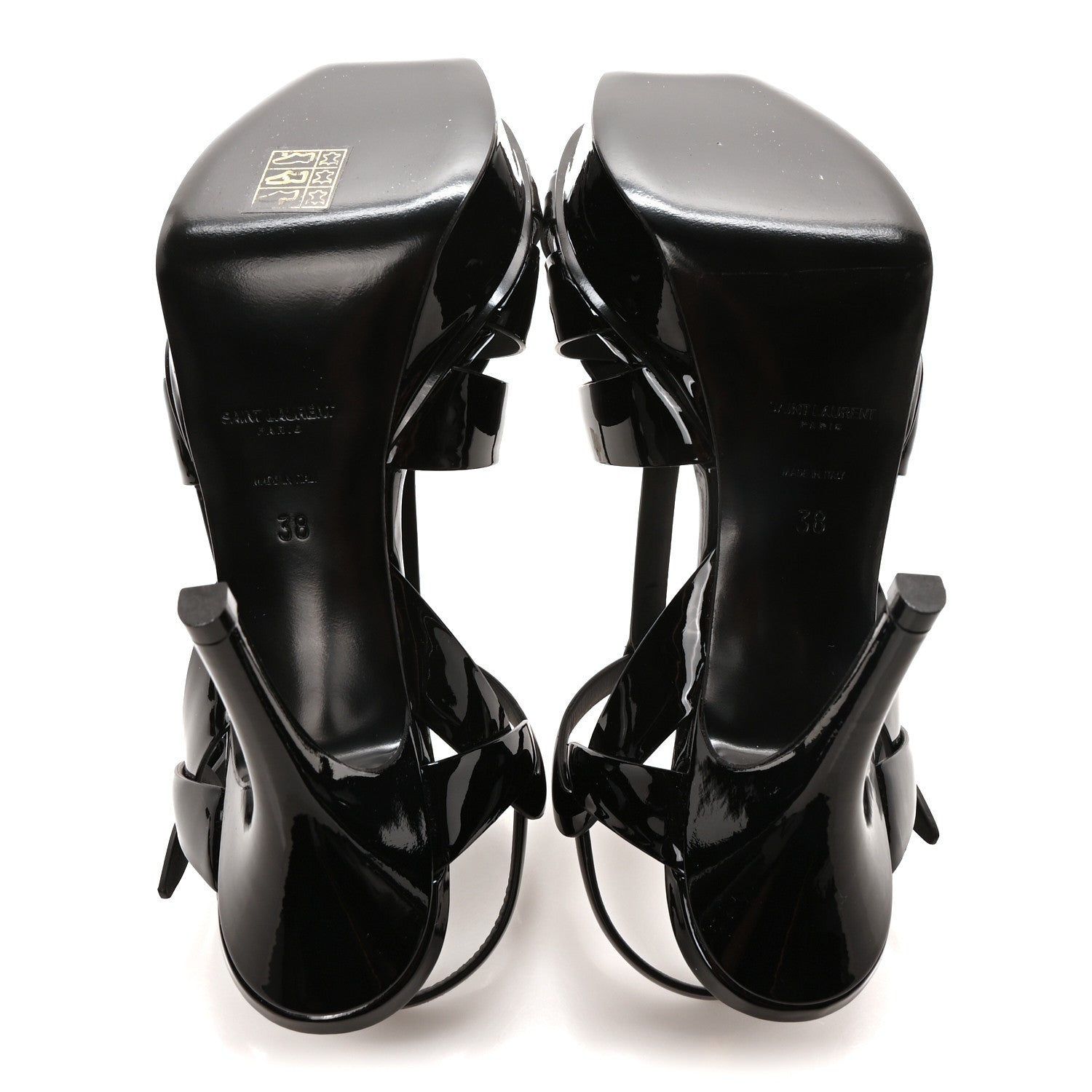 Saint Laurent Patent Tribute 75 Platform Sandals 38 Black 6 of 9