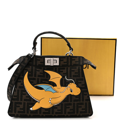 Fendi X FRGMT X POKEMON Fabric Jacquard FF 1974 Pokemon Inlay Peekaboo I See U Petite Satchel Tobacco Moro Giallo 11 of 11