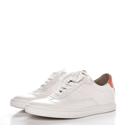 Hermes Calfskin Quicker Sneakers 37 Blanc White Orange 2 of 12