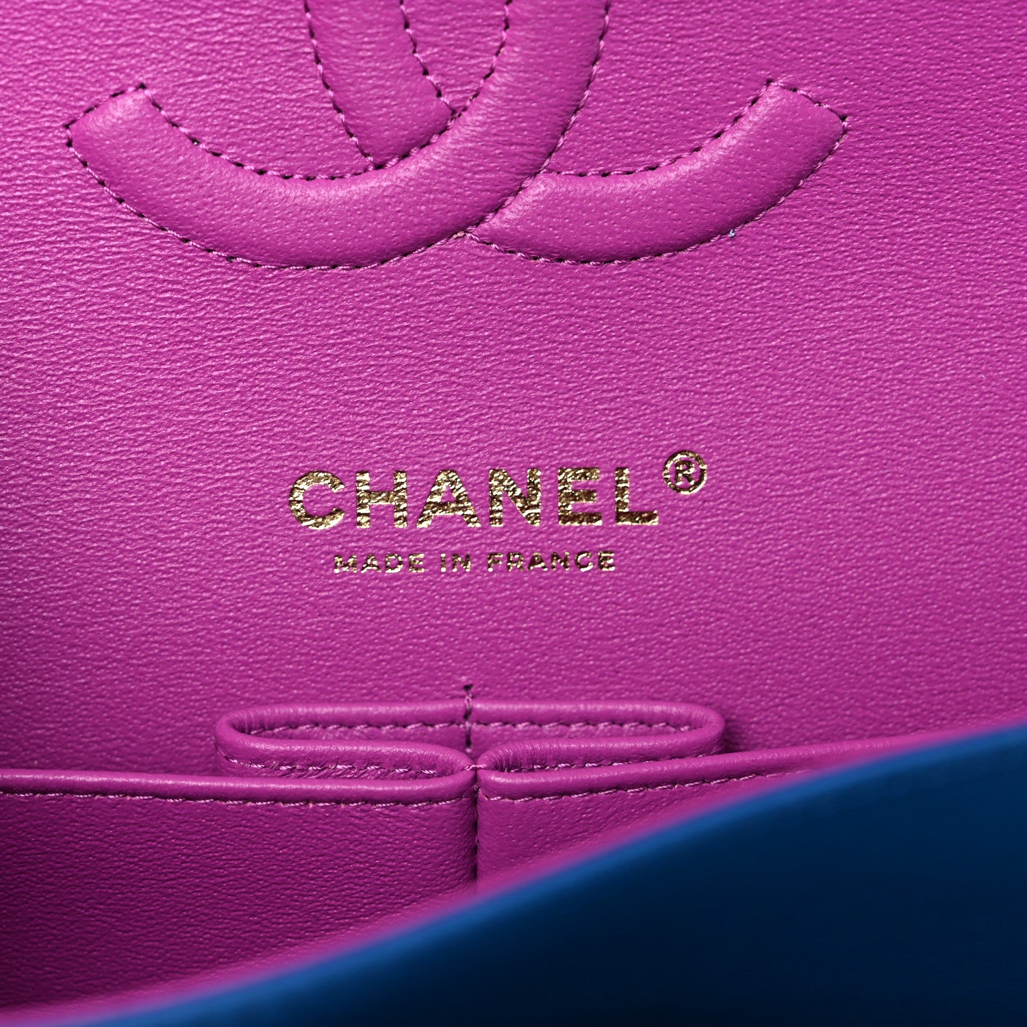 Chanel Lambskin Quilted Medium Double Flap Blue Pink 5 of 10